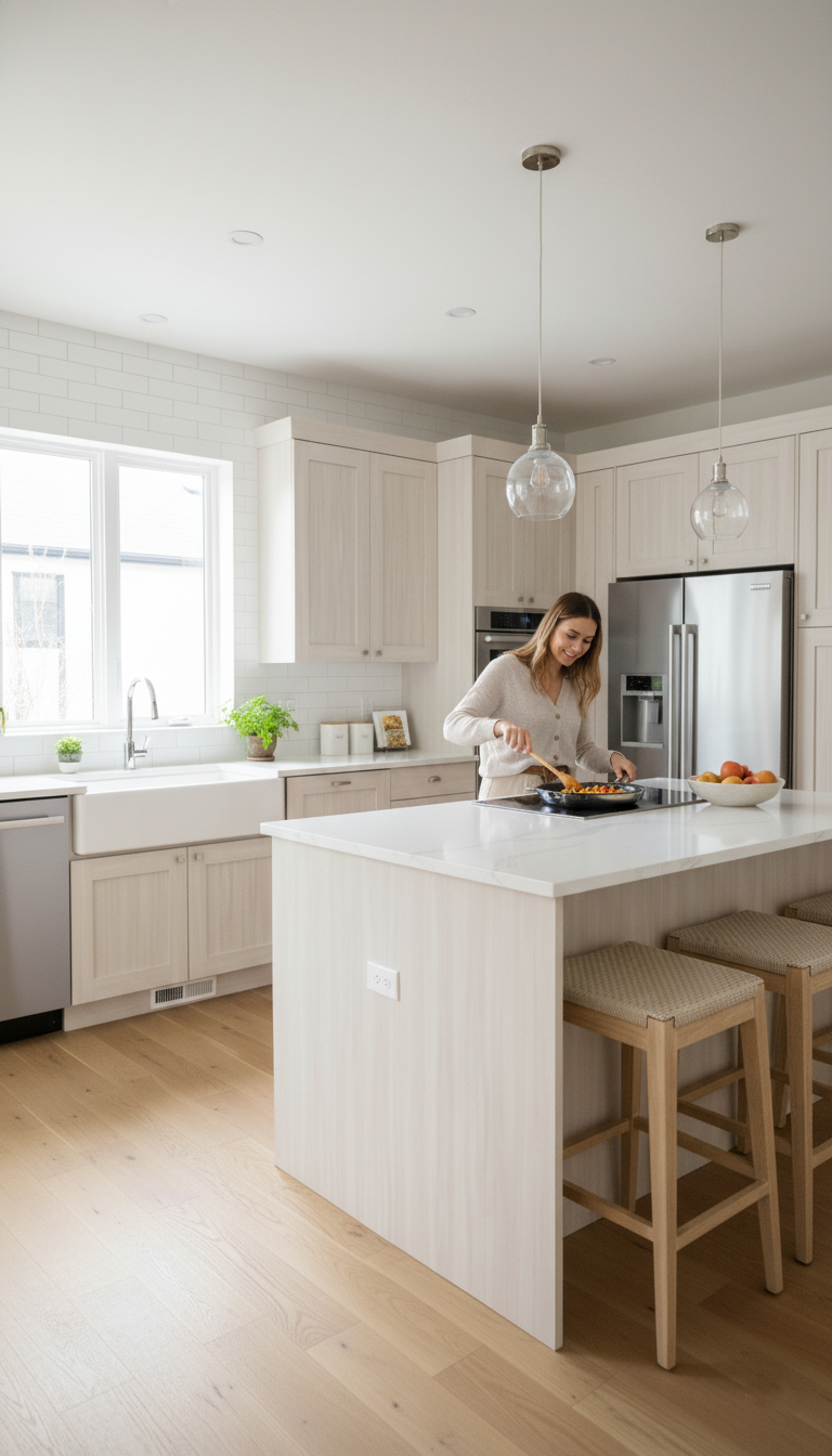 Classic kitchen with ash wood finishes and timeless design elements